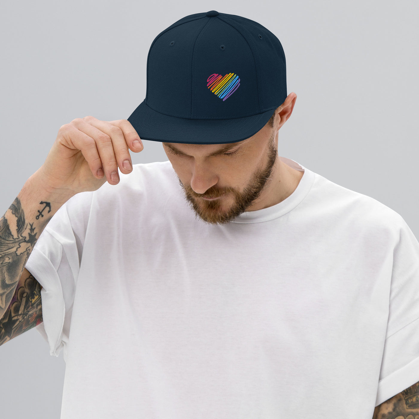 Rainbow Heart Snapback Hat