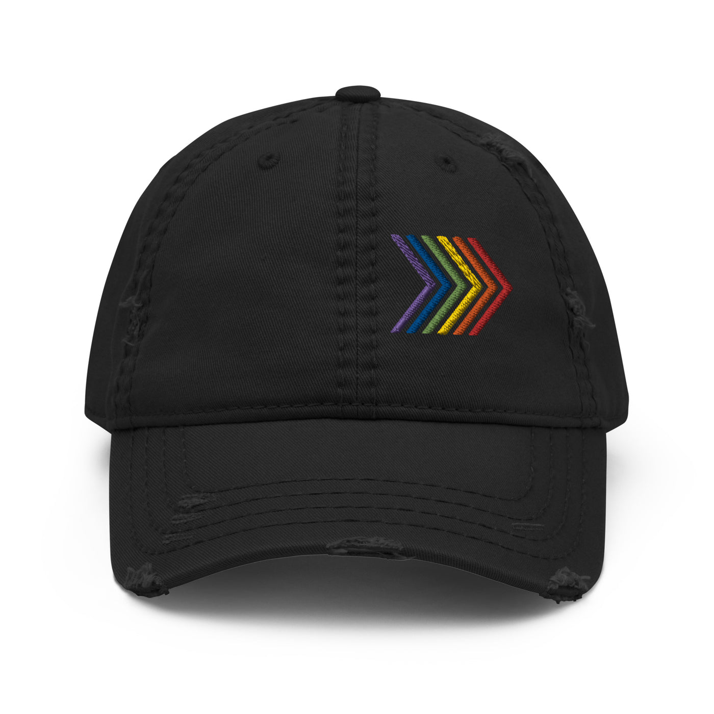 Rainbow Chevron Distressed Dad Hat