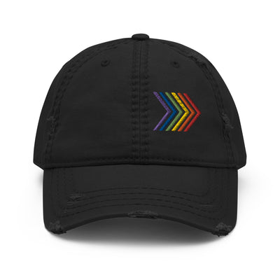 Rainbow Chevron Distressed Dad Hat