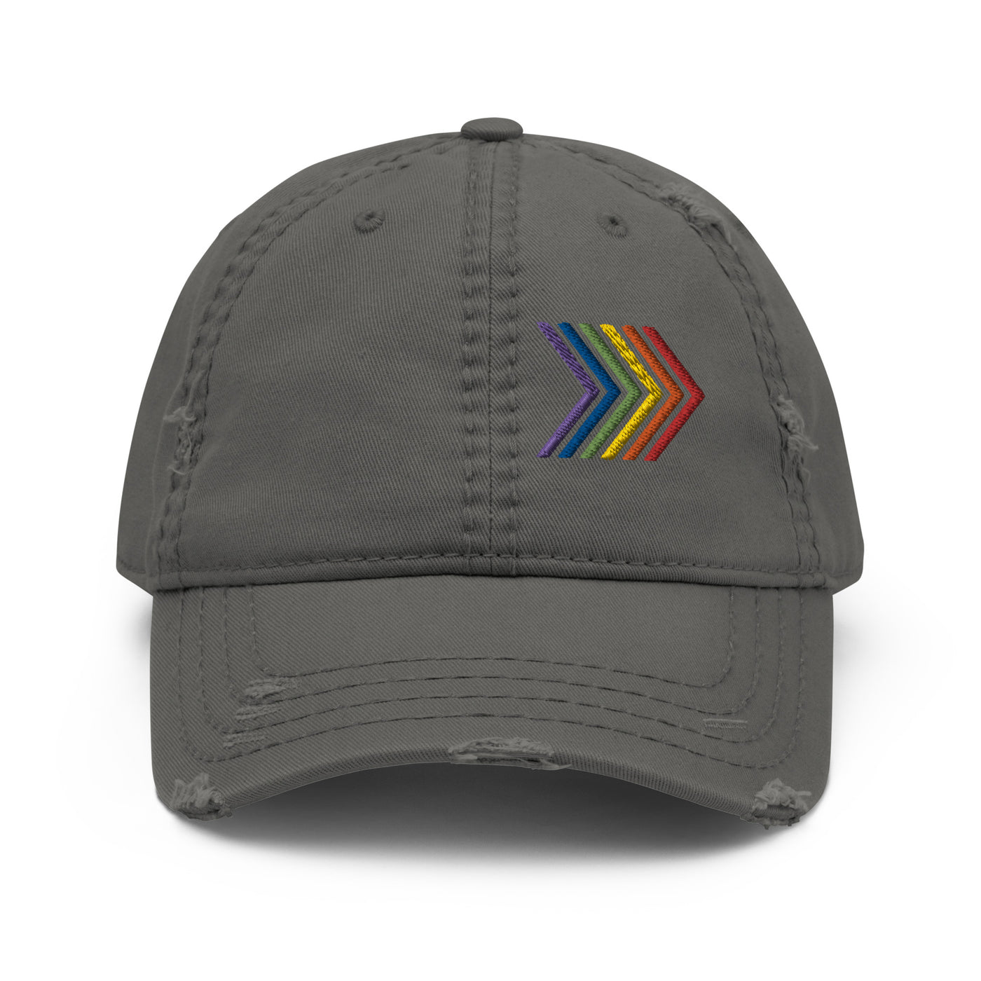 Rainbow Chevron Distressed Dad Hat