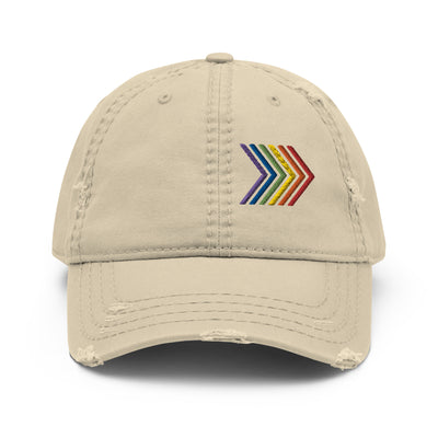 Rainbow Chevron Distressed Dad Hat