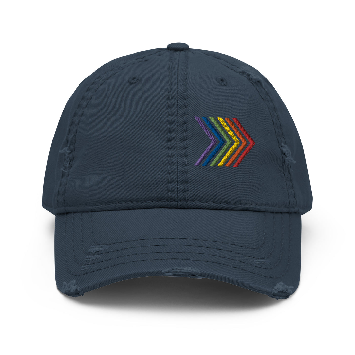 Rainbow Chevron Distressed Dad Hat