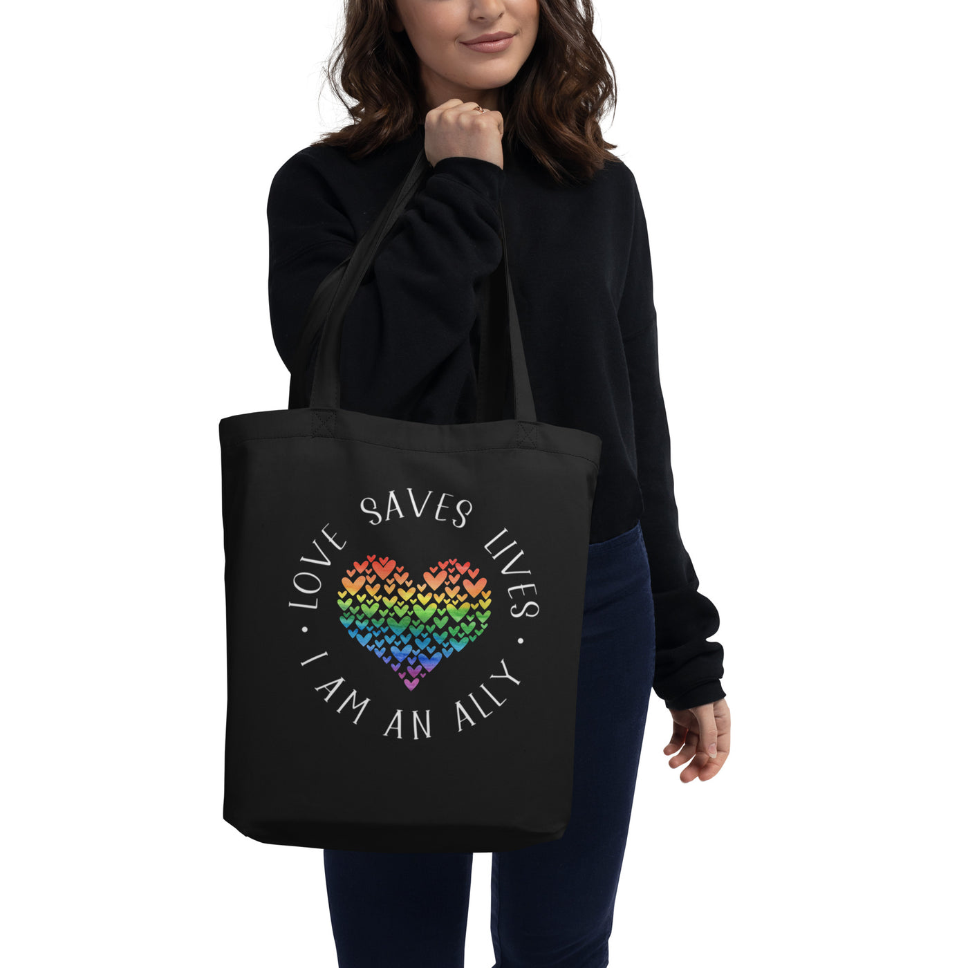 Love Saves Lives I Am An Ally - Heart Collage Eco Tote Bag