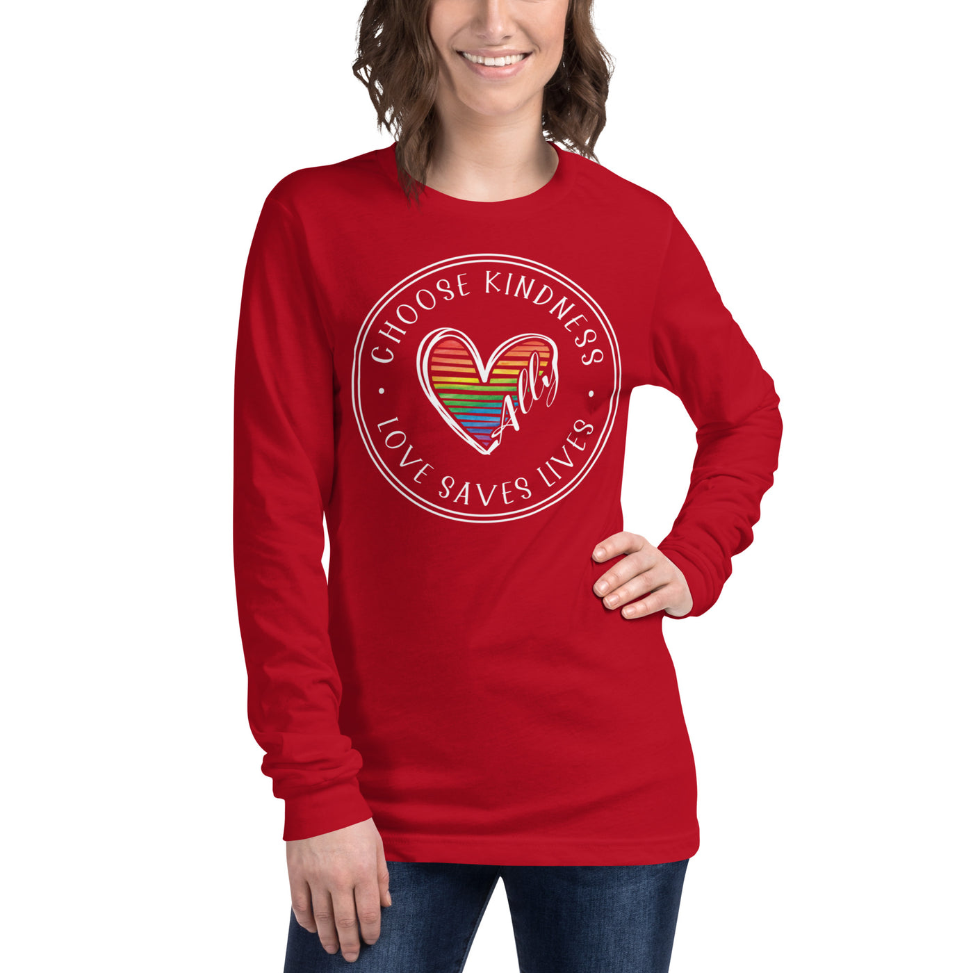 Choose Kindness Love Saves Lives - Ally Heart Unisex Long Sleeve Tee