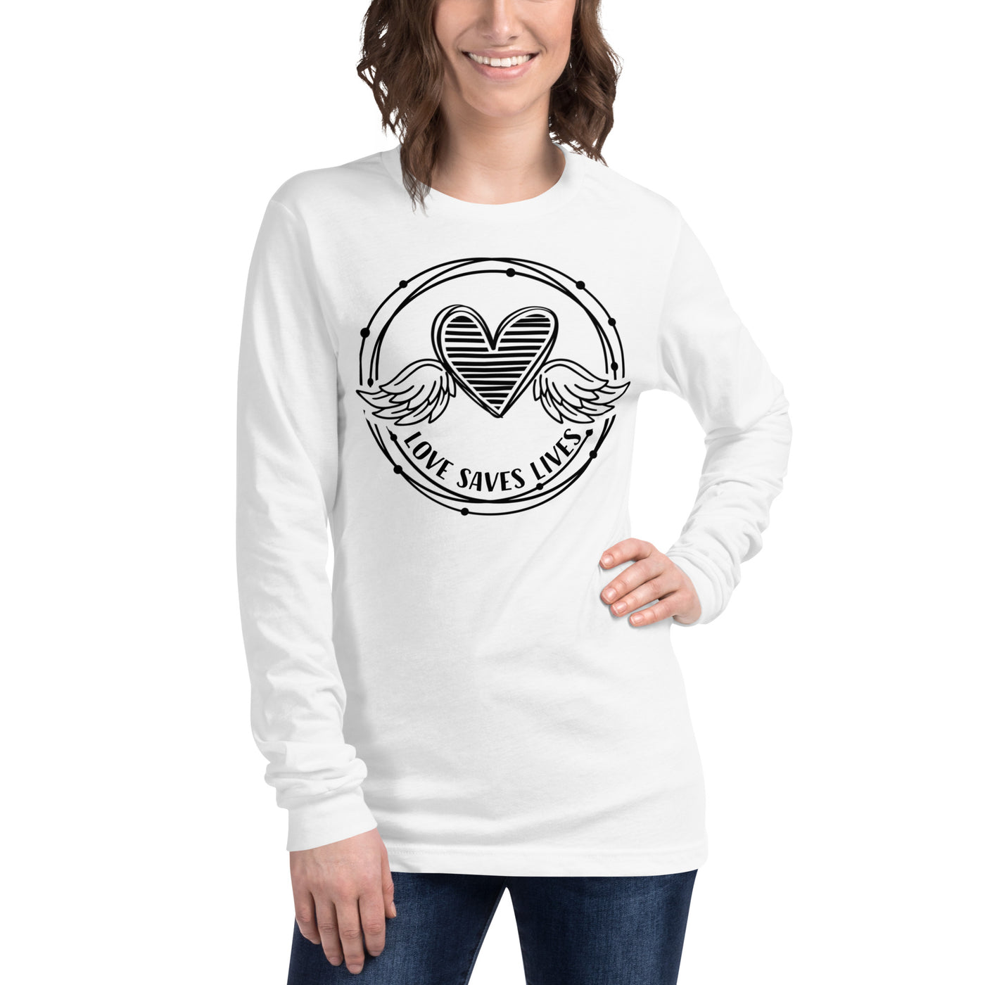 Love Saves lives - Heart Wings Unisex Long Sleeve Tee