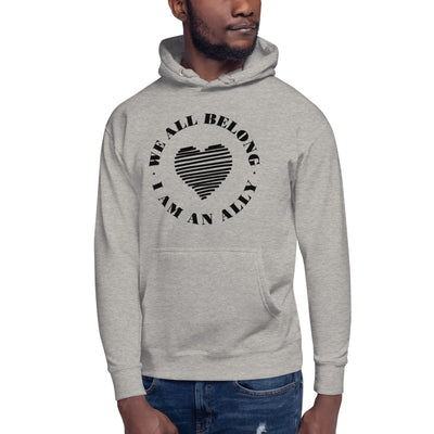 Love Saves Lives I Am An Ally - Lined Heart Unisex Hoodie