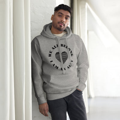 Love Saves Lives I Am An Ally - Lined Heart Unisex Hoodie