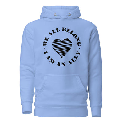 Love Saves Lives I Am An Ally - Lined Heart Unisex Hoodie