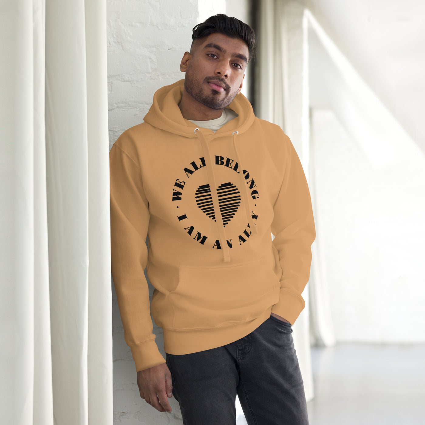 Love Saves Lives I Am An Ally - Lined Heart Unisex Hoodie