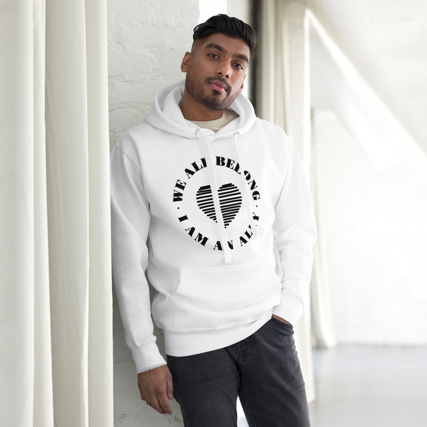 Love Saves Lives I Am An Ally - Lined Heart Unisex Hoodie