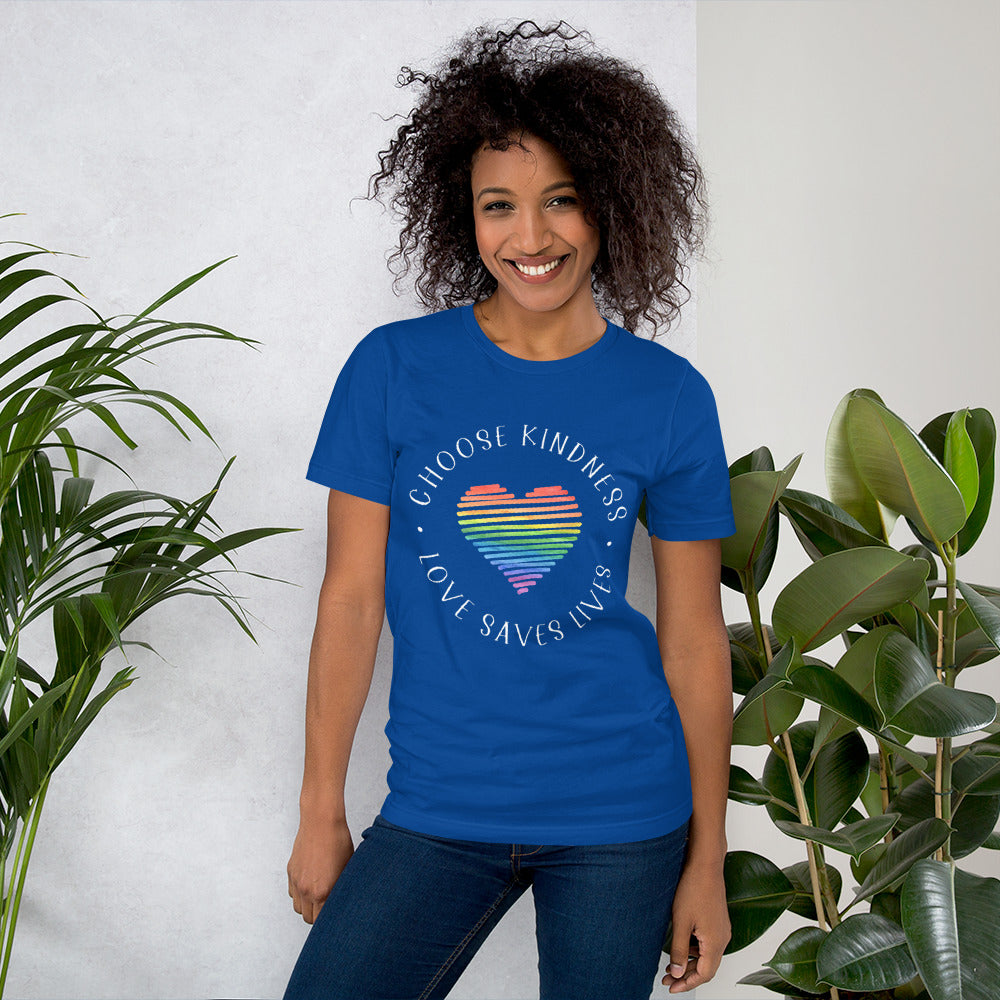 Choose Kindness Love Saves Lives - Lined Heart Unisex t-shirt