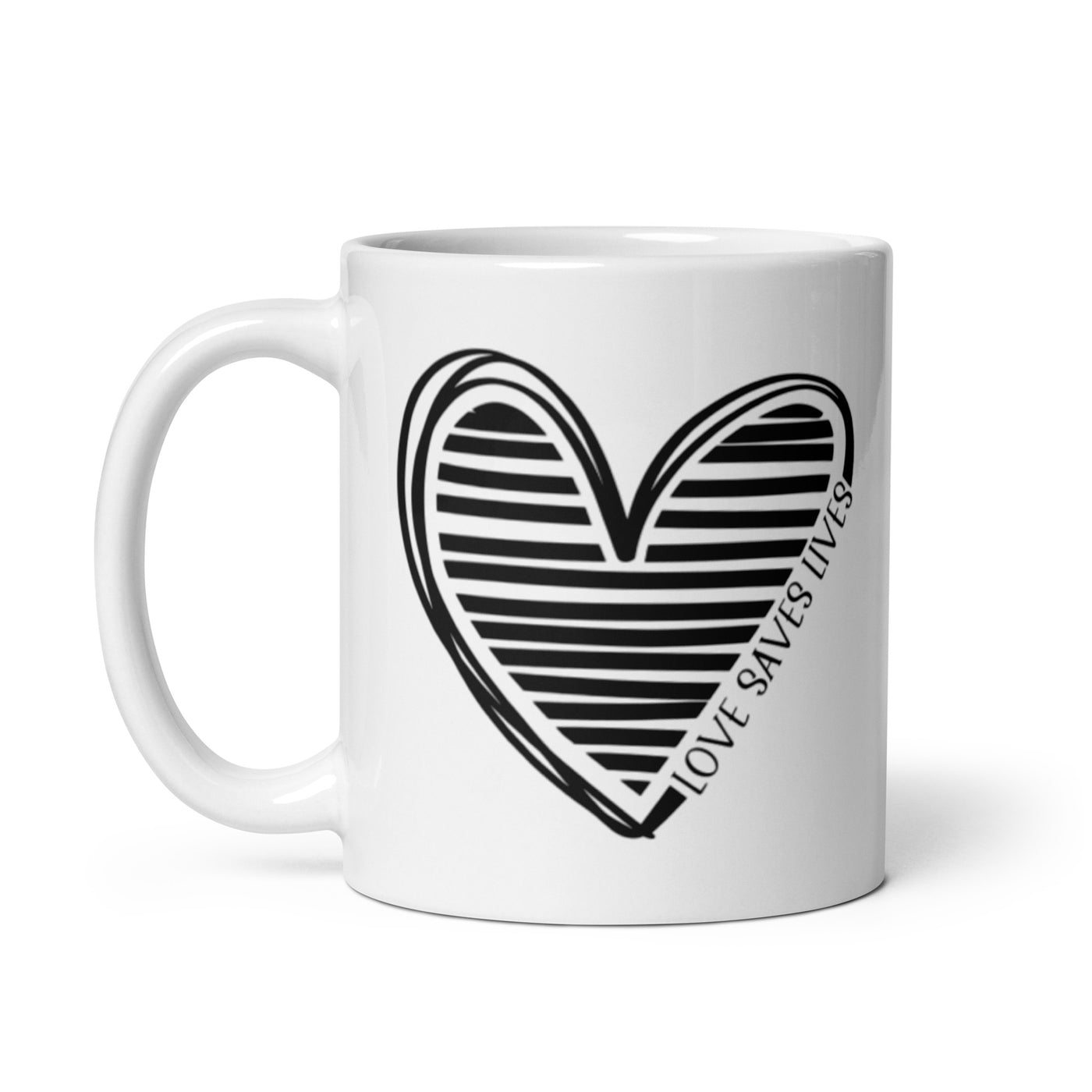 Love Saves Lives - Heart White glossy mug