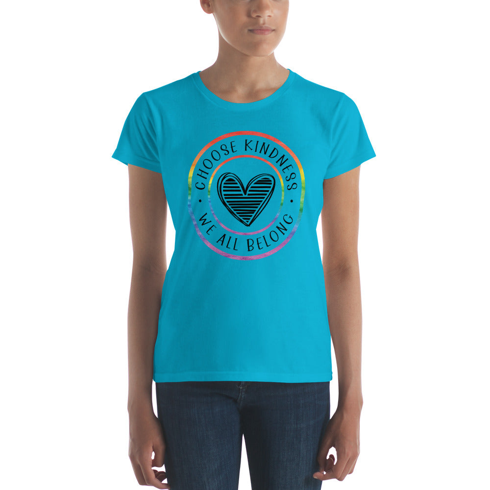 Choose Kindness We All Belong - Lined Heart Women's short sleeve t-shirt