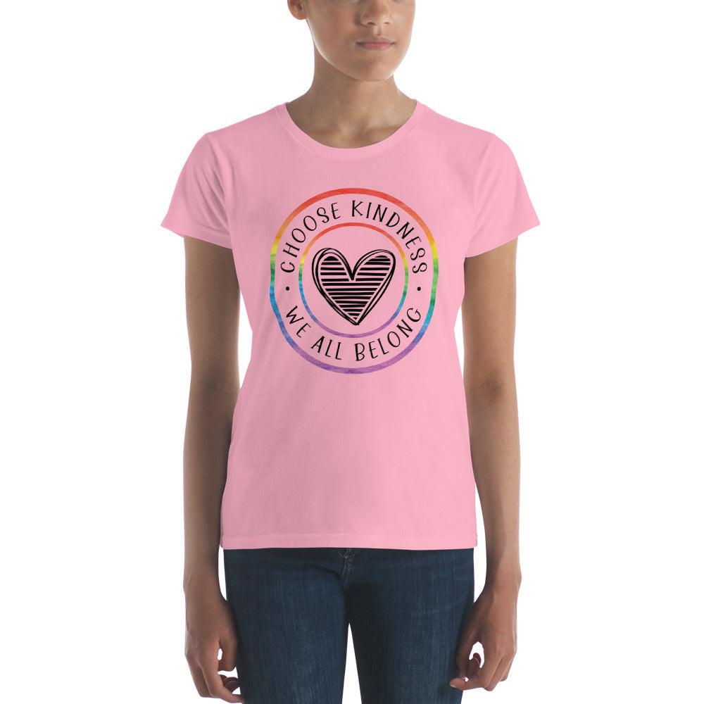 Choose Kindness We All Belong - Lined Heart Women's short sleeve t-shirt