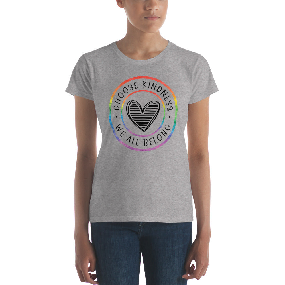 Choose Kindness We All Belong - Lined Heart Women's short sleeve t-shirt