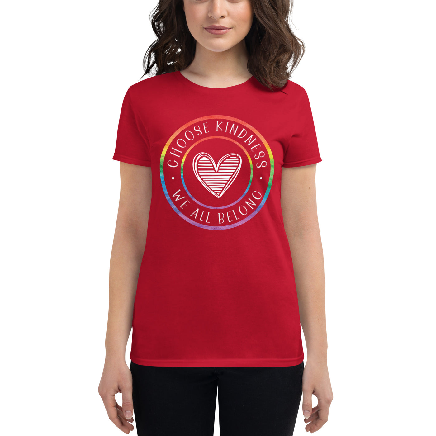 Choose Kindness We All Belong - Lined Heart Women's short sleeve t-shirt