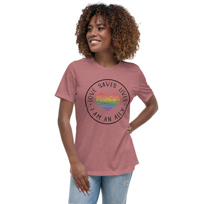 Love Saves Lives I Am An Ally - Heart Collage Women's Relaxed T-Shirt